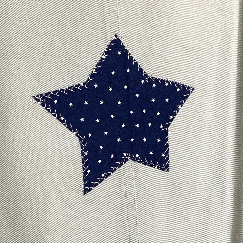 Vintage InFocus Haiks Maxi Jumper in Tan w/ American Flag Appliqué Size XL - Picture 6 of 12